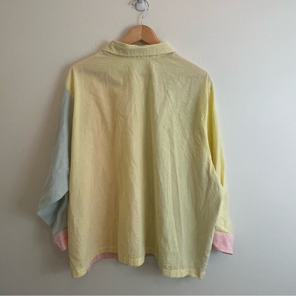 Mable Hazel Color Block Long Sleeve Button Down Shirt Relaxed Fit M/L Pastel - Picture 5 of 9
